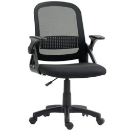 Rackhams Ergonomic Swivel Computer Chair with Flip-up Armrests, Black - Black - thumbnail 3