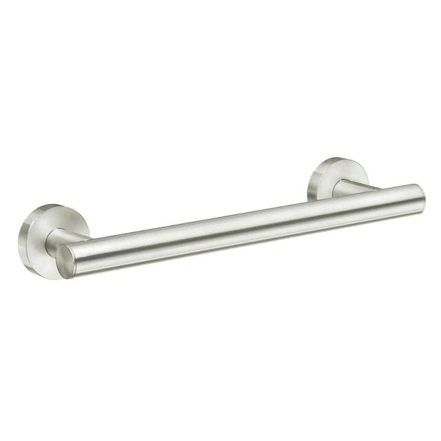 Rackhams Brushed Nickel Grab Bar 28cm Toilet Handle or Bath Shower Safety Hand Rail for Elderly, Disabled, Seniors Mobility Aid