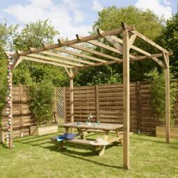 Rackhams Magdalie Wooden Pergola 4m x 3m Garden Pergola Canopy Shelter