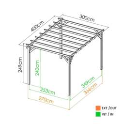 Rackhams Magdalie Wooden Pergola 4m x 3m Garden Pergola Canopy Shelter - thumbnail 2