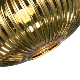 Rackhams Modern Designer Shiny Gold Plated Line Ribbed Glass Oval Pendant Lamp Shade - thumbnail 3