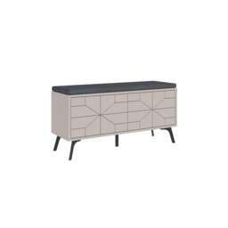 Rackhams Modern Dune Shoe Storage Bench with Fabric Seat 4 Doors Cabinet 107(W)cm Metal Legs Organizer Hallway - White - thumbnail 3
