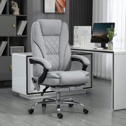 Rackhams Massage Office Chair, Heated Reclining Desk Chair, Brown - Grey