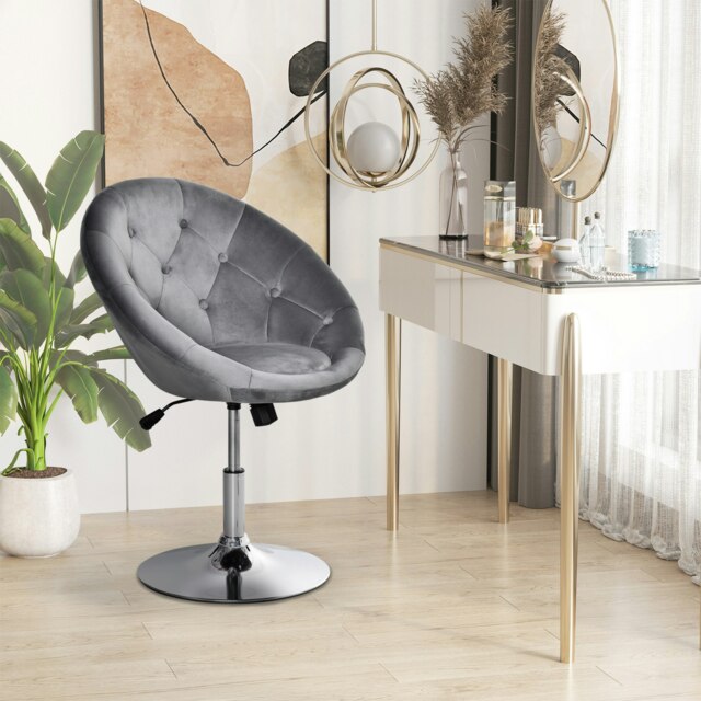 Rackhams Swivel Dining Height Bar Stool Adjustable Armless Tub Chair Grey - Grey - image 1