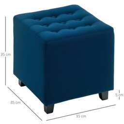 Rackhams Square Footstool Small Ottoman with Wood Legs Bedroom - Charcoal grey - Polyester, Rubber Wood - 35W x 35D x 35Hcm - thumbnail 4