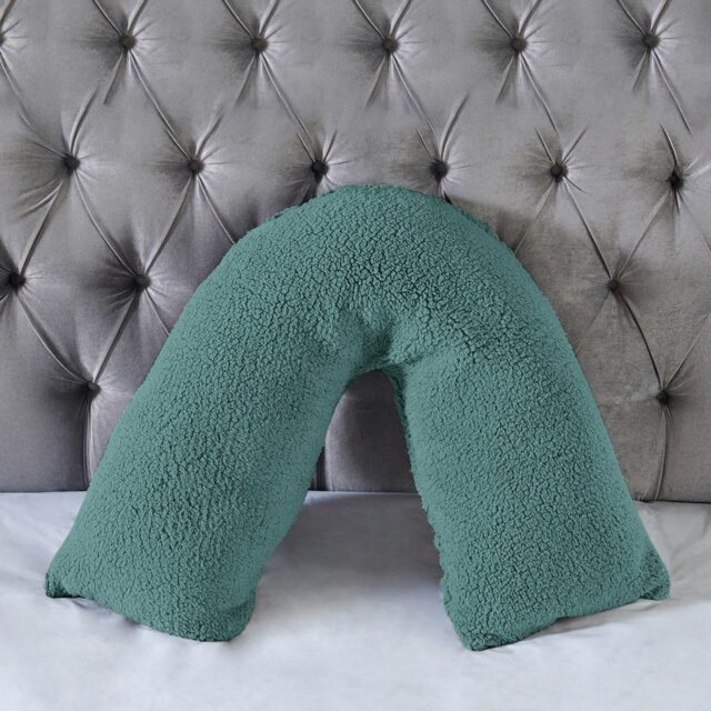 Rackhams Teddy Bear Fleece Super Soft Cosy V Shape Pillowcase - Teal - image 1
