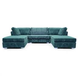 Rackhams Bishop U-Shaped Fullback Jumbo Cord Sofa - Teal - thumbnail 1
