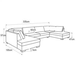 Rackhams Bishop U-Shaped Fullback Jumbo Cord Sofa - Teal - thumbnail 3