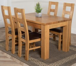 Rackhams Dakota Small Oak Dining Table with Yale Oak Chairs - Natural Oak - 4 chairs - thumbnail 1