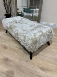 Rackhams Tobi Fluffy Fabric Footstool Pouffe – Luxury Ottoman Footrest & Coffee Table - 36 x 24 Inches (92 x 61cm) - thumbnail 4