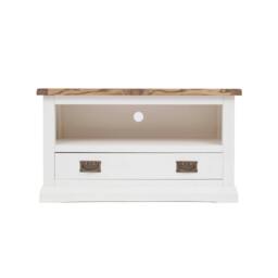 Rackhams Cosenza Off White 1 Drawer TV Cabinet Brass Drop Handle - Off White