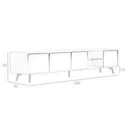 Rackhams Mirror Effect Black Glass, Walnut and Black Steel TV Unit 3048 - thumbnail 6