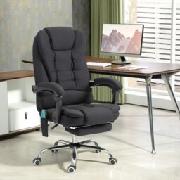 Rackhams Ergonomic Heated 6 Points Vibration Massage Office Chair, Grey - Black - thumbnail 1