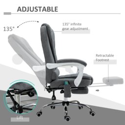 Rackhams Ergonomic Heated 6 Points Vibration Massage Office Chair, Grey - Black - thumbnail 5