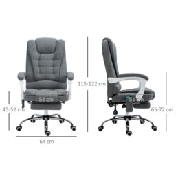Rackhams Ergonomic Heated 6 Points Vibration Massage Office Chair, Grey - Black - thumbnail 6
