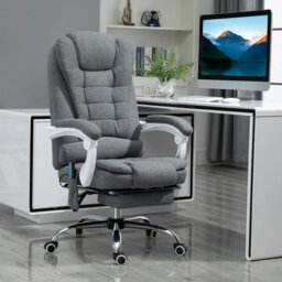 Rackhams Ergonomic Heated 6 Points Vibration Massage Office Chair, Grey - Black - thumbnail 2