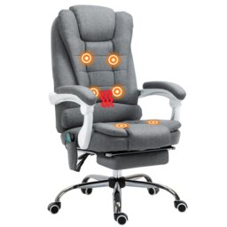 Rackhams Ergonomic Heated 6 Points Vibration Massage Office Chair, Grey - Black - thumbnail 3