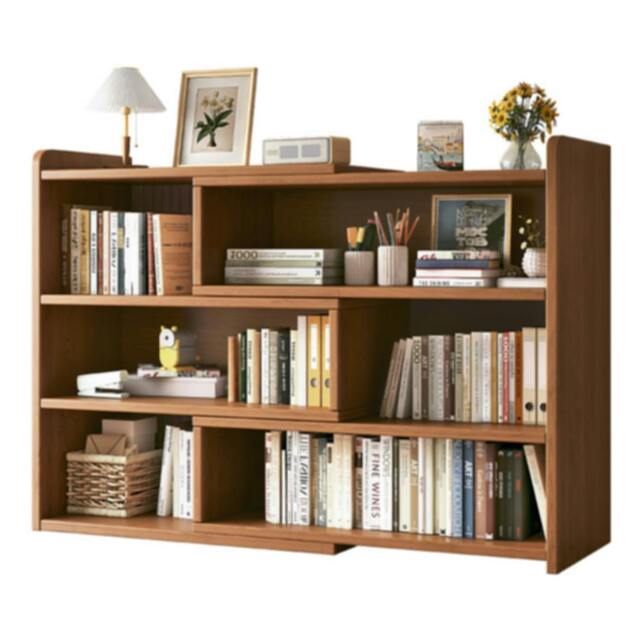 Rackhams 3 Tier Stretchable Wooden Bookcase Shelf Display Storage Unit Stand - Wood - Brown - image 1