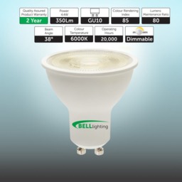 Rackhams GU10 Dimmable LED Spotlight 4.4W Energy Saving Light Bulb - Pack of 5 - Cool White - thumbnail 2