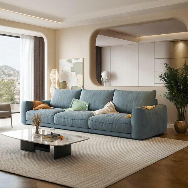 Rackhams Ethan Knole Two Seater, Three Seater, Four Seater Sofa, Velvet - Blue - Two Seater 240cm - image 1