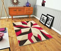 Rackhams Carved Rug Contemporary - Beige Red - 60cm x 110cm (2ft x 3.5ft) - thumbnail 3