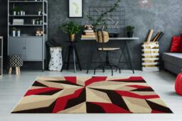 Rackhams Carved Rug Contemporary - Beige Red - 60cm x 110cm (2ft x 3.5ft) - thumbnail 2