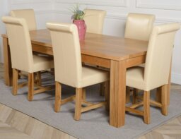 Rackhams Dakota Extra Large Oak Dining Table with Washington Leather Chairs - 8 chairs - Black - thumbnail 2