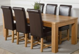 Rackhams Dakota Extra Large Oak Dining Table with Washington Leather Chairs - 8 chairs - Black - thumbnail 3