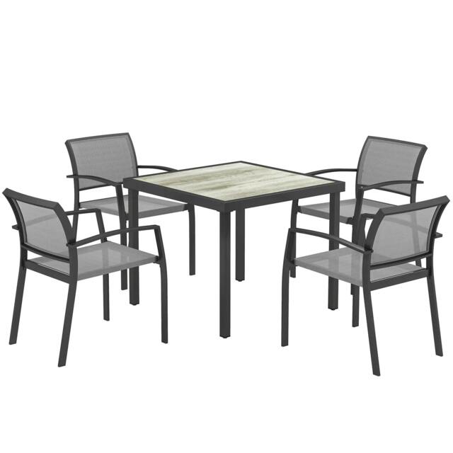 Rackhams Five-Piece Outdoor Garden Dining Set - Grey