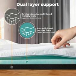 Rackhams Mattress Topper Memory Foam Cooling Bamboo 2 Layer Single Double King 5cm - Single - thumbnail 6