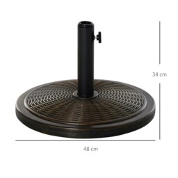 Rackhams 13kg Garden Parasol Base Holder, Cement Outdoor Market Umbrella Stand, Fits 35mm/38mm/48mm Poles, Black - thumbnail 5