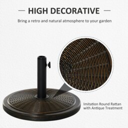 Rackhams 13kg Garden Parasol Base Holder, Cement Outdoor Market Umbrella Stand, Fits 35mm/38mm/48mm Poles, Black - thumbnail 3
