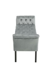 Rackhams Grey Velvet Buttoned Bench with Black Wood Legs - Grey - thumbnail 3