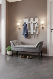 Rackhams Grey Velvet Buttoned Bench with Black Wood Legs - Grey - thumbnail 1