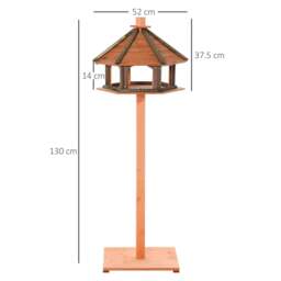 Rackhams 130cm Wooden Bird Table, Feeding Station with Roof for Outdoor, Brown - thumbnail 2