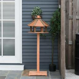 Rackhams 130cm Wooden Bird Table, Feeding Station with Roof for Outdoor, Brown - thumbnail 6