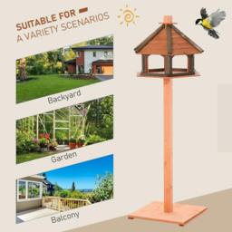 Rackhams 130cm Wooden Bird Table, Feeding Station with Roof for Outdoor, Brown - thumbnail 5