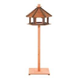 Rackhams 130cm Wooden Bird Table, Feeding Station with Roof for Outdoor, Brown - thumbnail 1