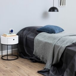 Rackhams Polo Round Bedside Table in White and Black - 1 - White - Manufactured wood,Powder coated Steel - thumbnail 4