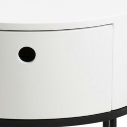 Rackhams Polo Round Bedside Table in White and Black - 1 - White - Manufactured wood,Powder coated Steel - thumbnail 5