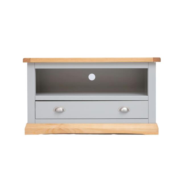 Rackhams Bomporto Light Grey 1 Drawer TV Cabinet Chrome Cup Handle - Light Grey - image 1