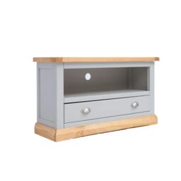 Rackhams Bomporto Light Grey 1 Drawer TV Cabinet Chrome Cup Handle - Light Grey - thumbnail 2