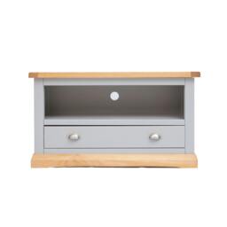 Rackhams Bomporto Light Grey 1 Drawer TV Cabinet Chrome Cup Handle - Light Grey - thumbnail 1