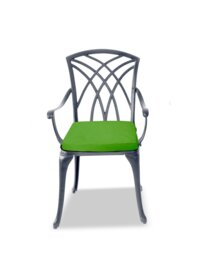 Rackhams OSHOWA Luxurious Garden and Patio Table and 2 Large Chairs with Armrests Cast Aluminium Bistro Set - Grey with Green Cushions - thumbnail 5