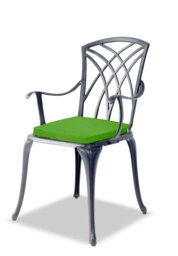 Rackhams OSHOWA Luxurious Garden and Patio Table and 2 Large Chairs with Armrests Cast Aluminium Bistro Set - Grey with Green Cushions - thumbnail 4