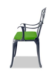Rackhams OSHOWA Luxurious Garden and Patio Table and 2 Large Chairs with Armrests Cast Aluminium Bistro Set - Grey with Green Cushions - thumbnail 3