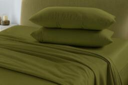 Rackhams Brushed Cotton Plain Dark Green Duvet Cover Set - Super King - thumbnail 3