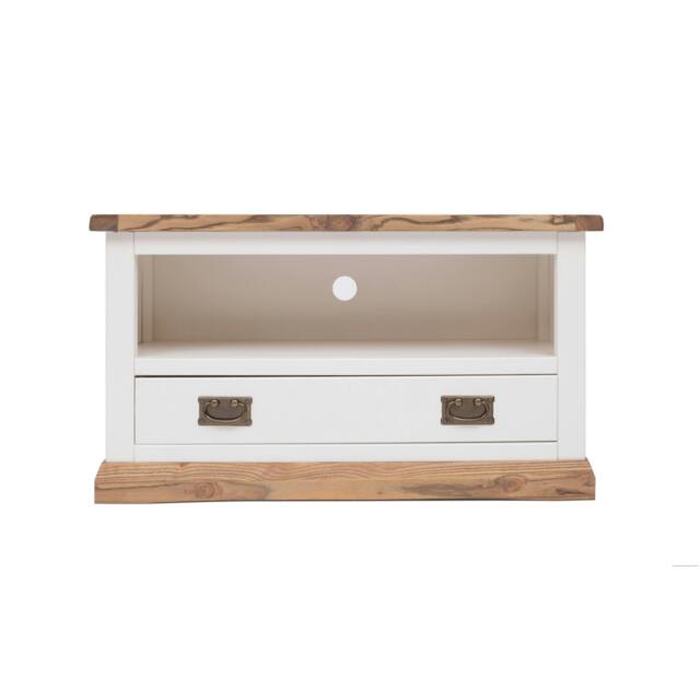 Rackhams Tropea Off White 1 Drawer TV Cabinet Brass Drop Handle - Off White - image 1