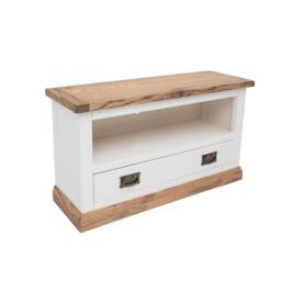Rackhams Tropea Off White 1 Drawer TV Cabinet Brass Drop Handle - Off White - thumbnail 3