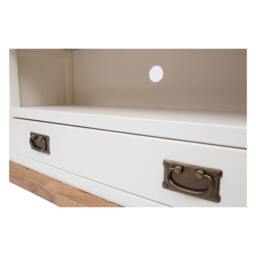 Rackhams Tropea Off White 1 Drawer TV Cabinet Brass Drop Handle - Off White - thumbnail 5